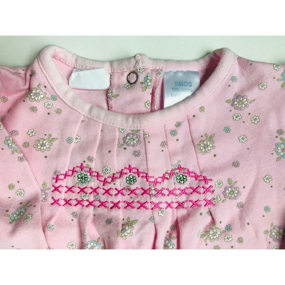 Girl's Size 9M 6-9 Months One Piece Cherokee Pink Floral Designed Pants Romper - Picture 4 of 4